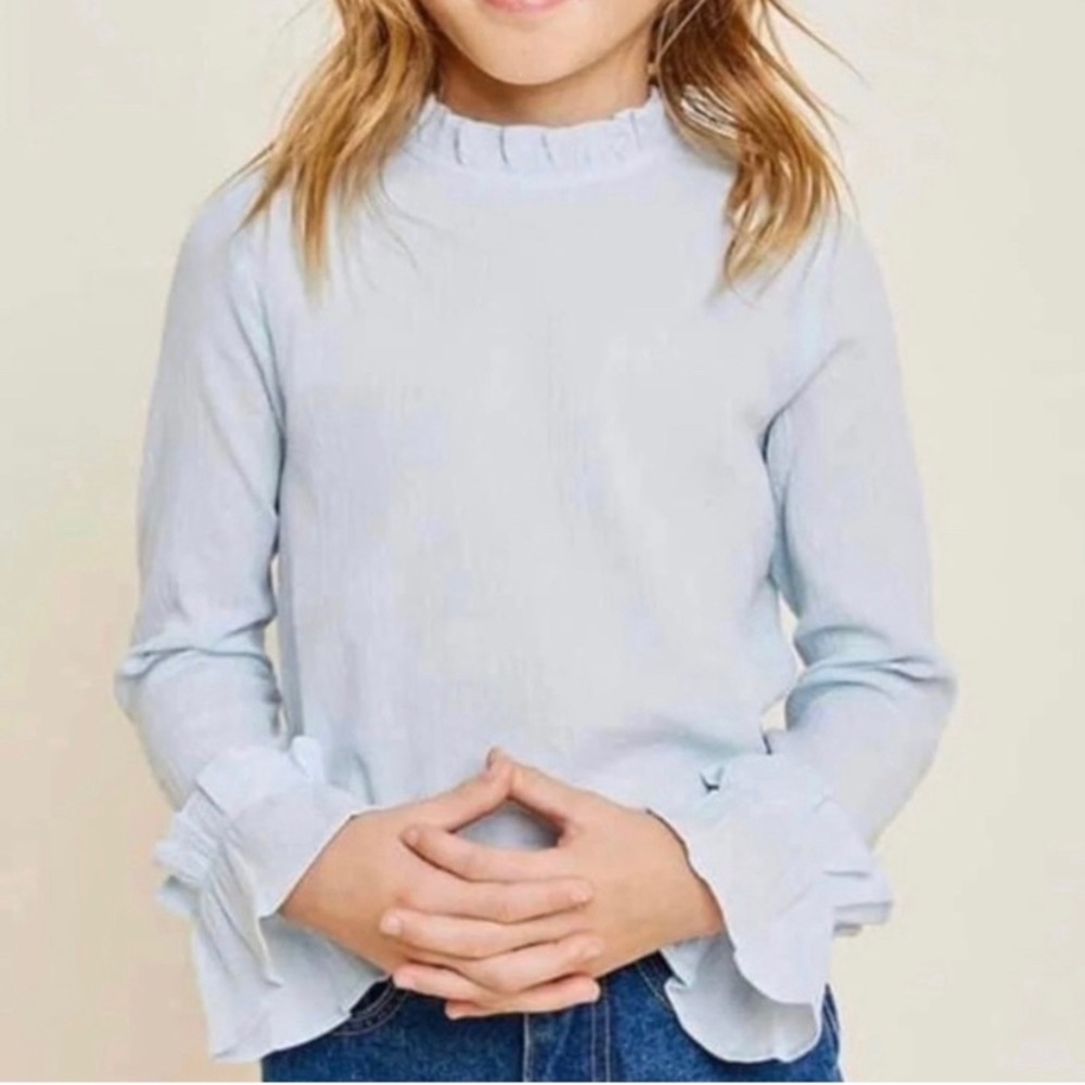 Hayden Girls Ruffle Top Light Blue NWT Medium